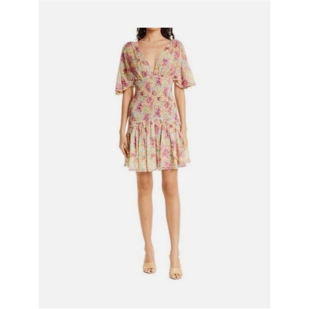 By Timo Floral Smocked chiffon mini Dress • XL